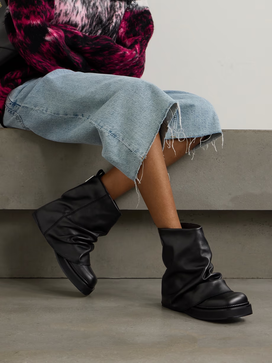 Robin layered leather ankle boots