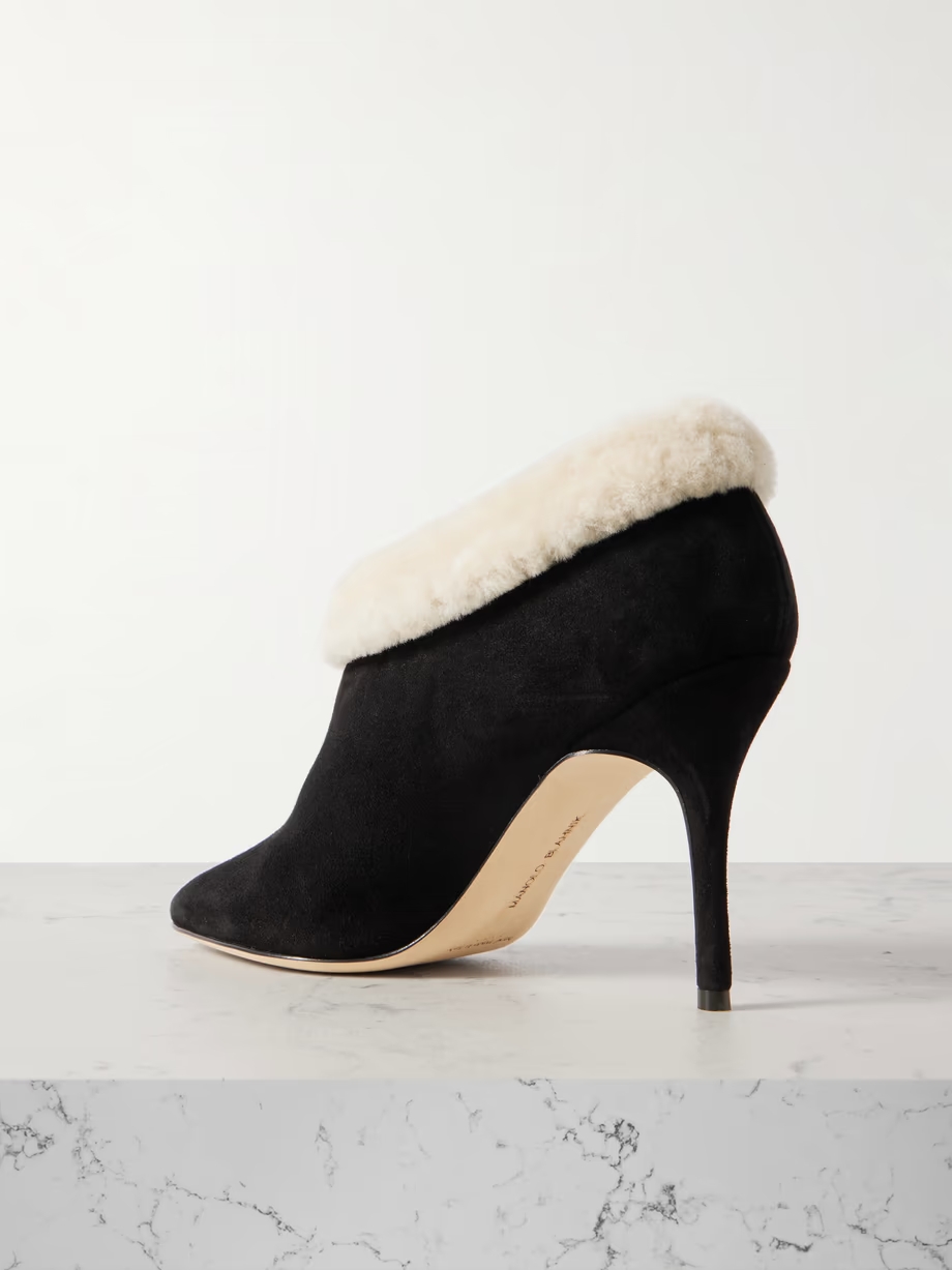 Escaria 90 shearling-trimmed suede ankle boots