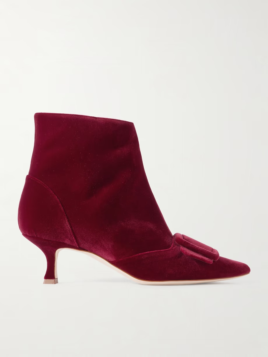 Baylow 50 buckled velvet ankle boots Baylow 50 buckled velvet ankle boots