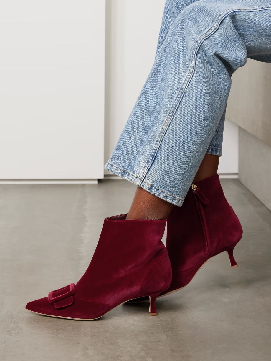 Baylow 50 buckled velvet ankle boots Baylow 50 buckled velvet ankle boots