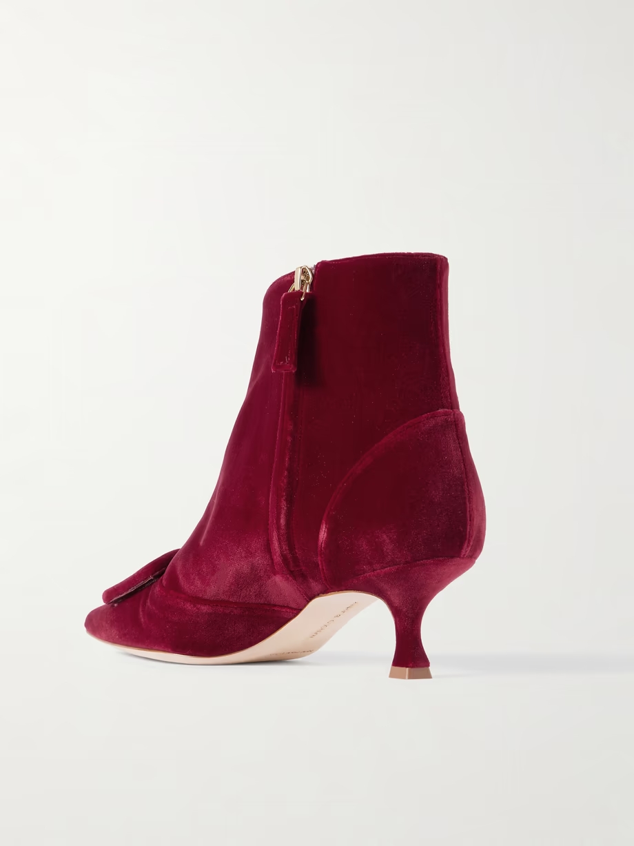 Baylow 50 buckled velvet ankle boots Baylow 50 buckled velvet ankle boots