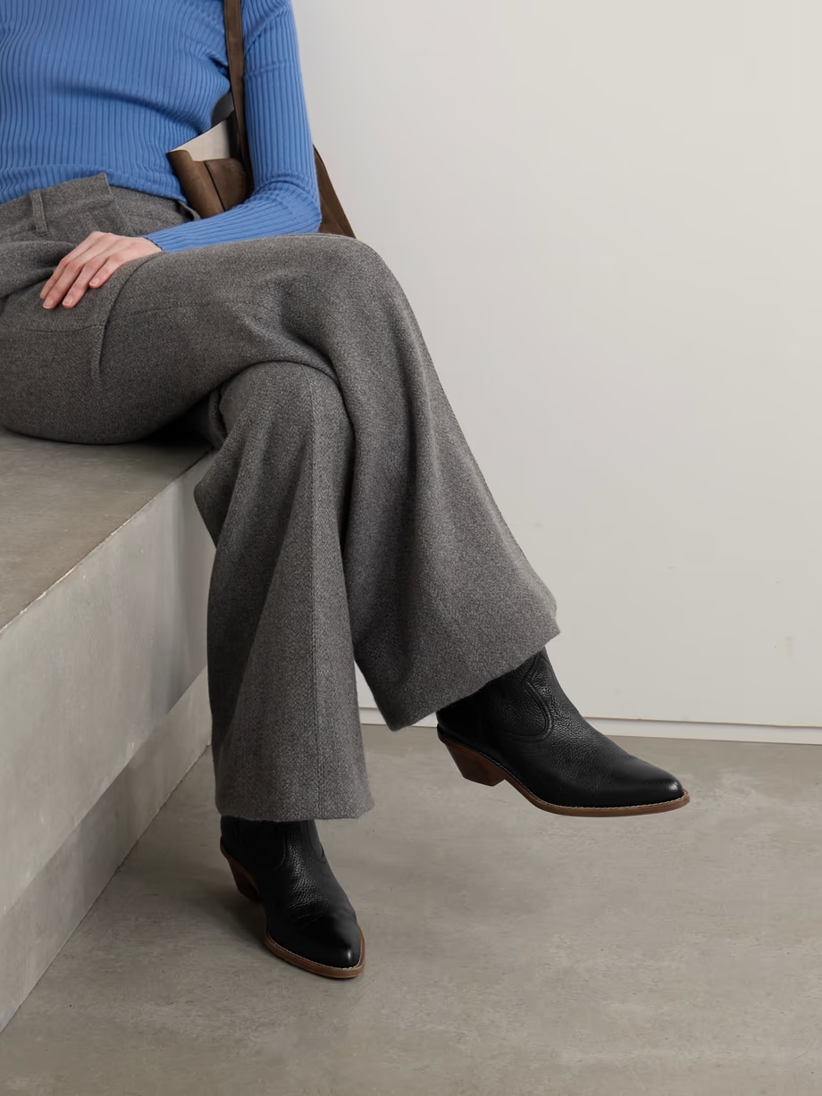 Leduc textured-leather ankle boots Leduc textured-leather ankle boots