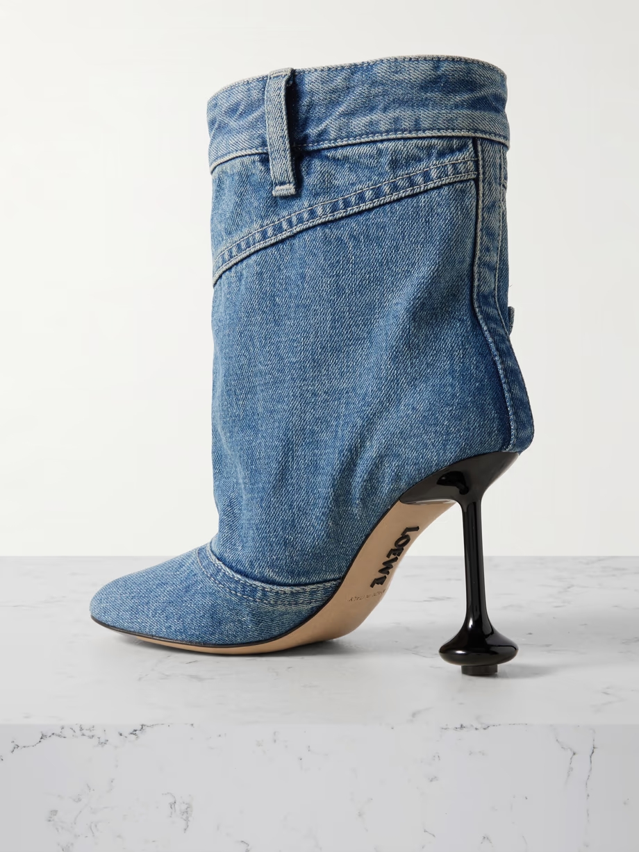 Toy paneled denim ankle boots