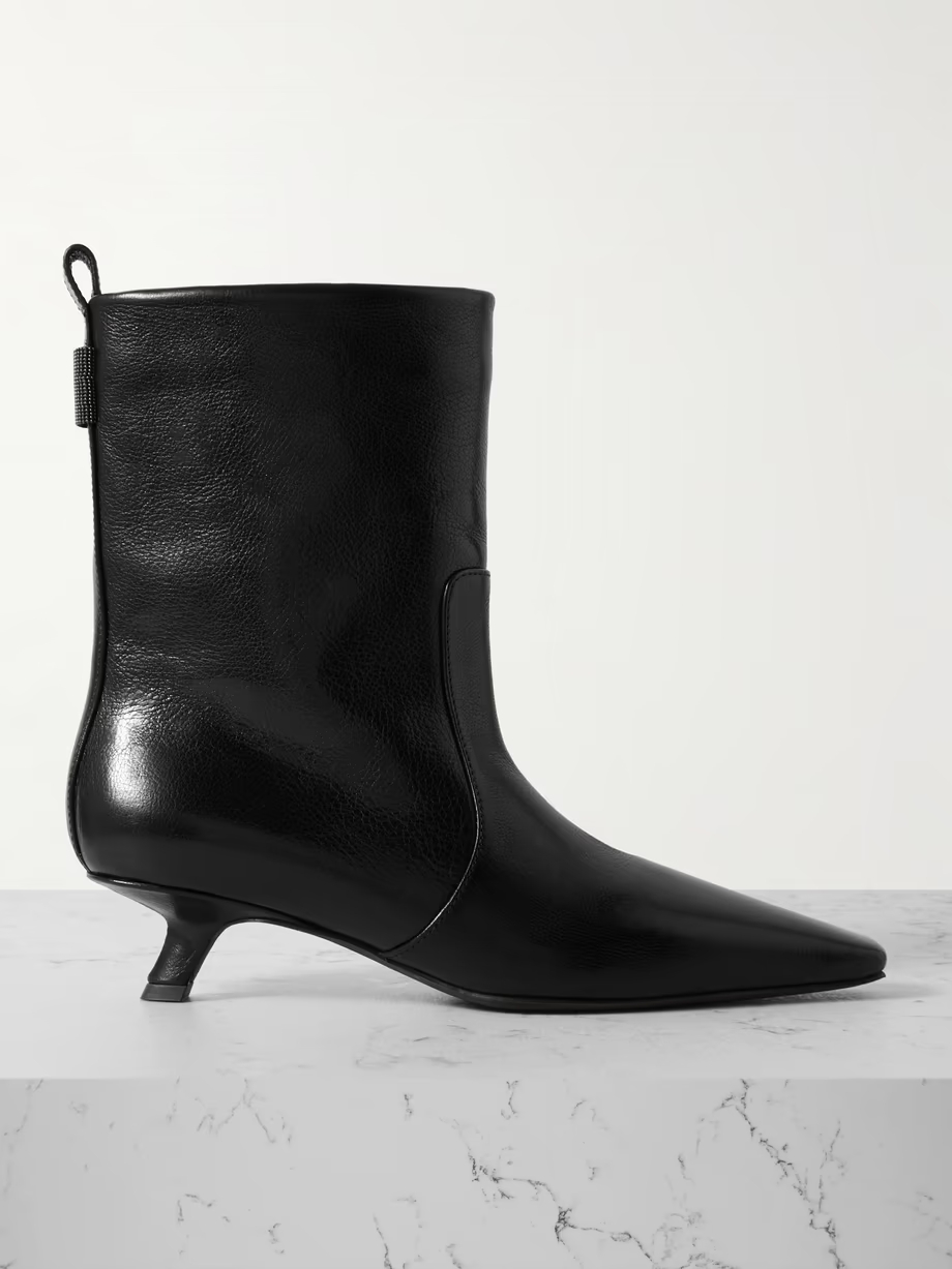 Bead-embellished leather ankle boots Bead-embellished leather ankle boots