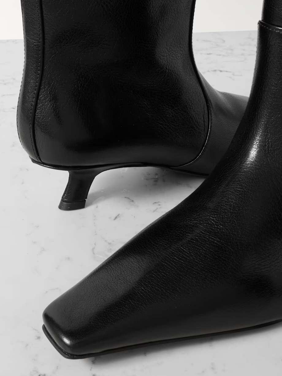 Bead-embellished leather ankle boots Bead-embellished leather ankle boots