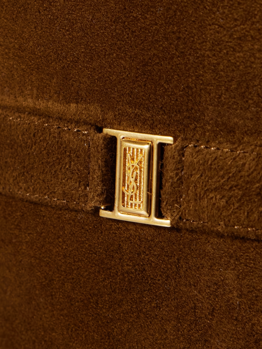 Diane logo-embellished suede knee boots Diane logo-embellished suede knee boots