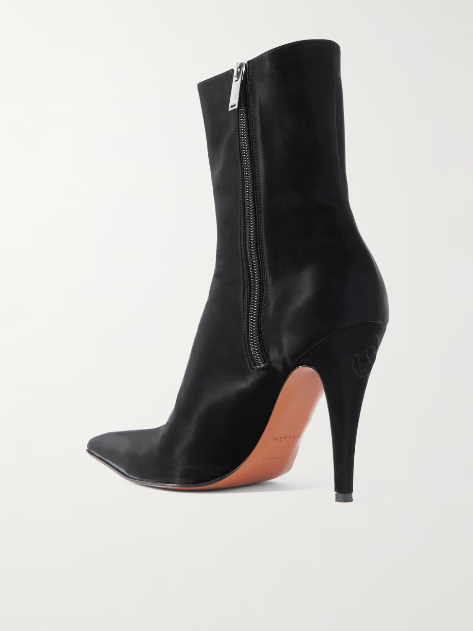 PU-coated crepe ankle boots PU-coated crepe ankle boots