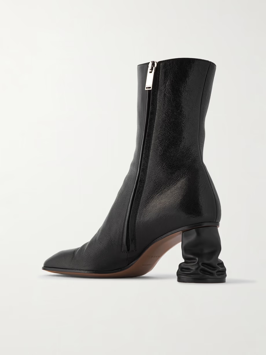 Crush leather ankle boots