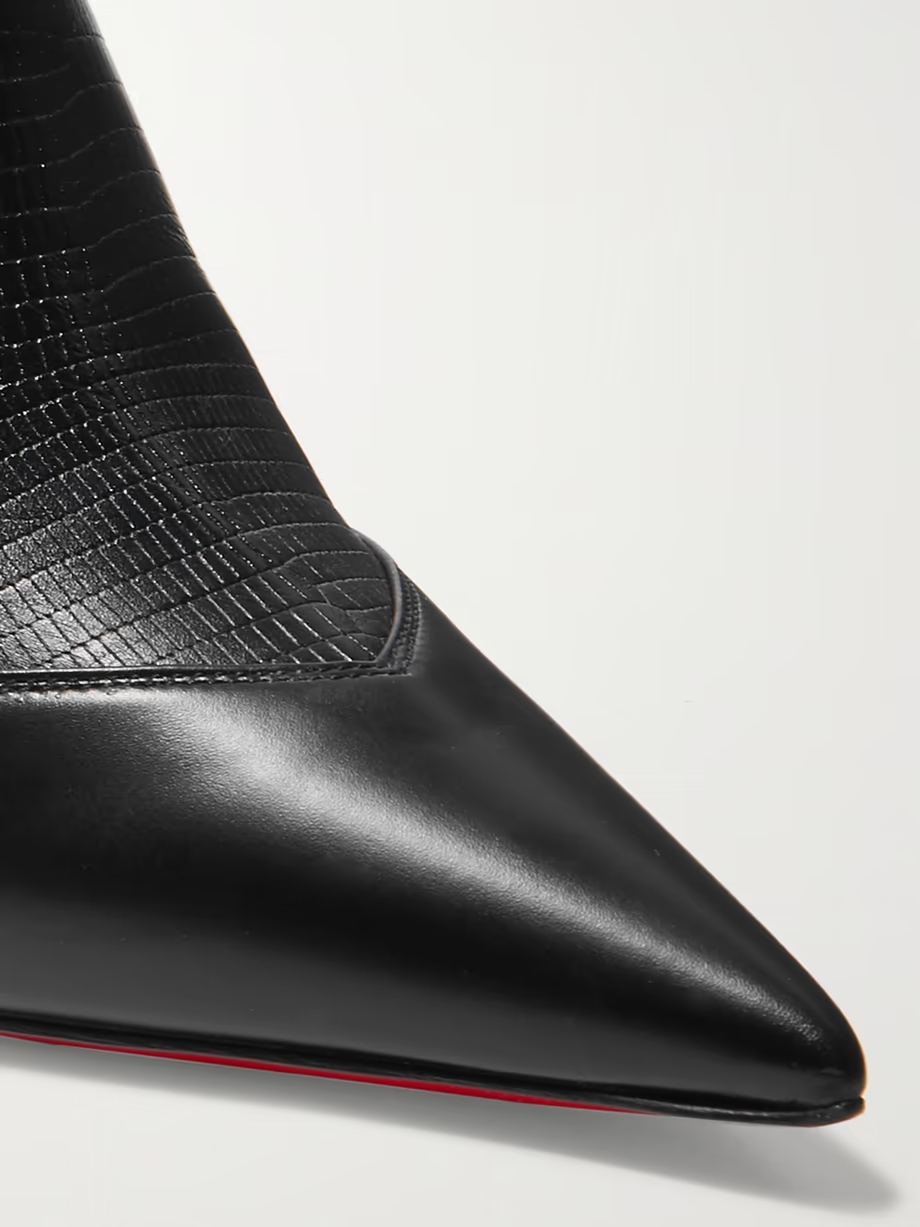 80 Paneled smooth and lizard-effect leather ankle boots