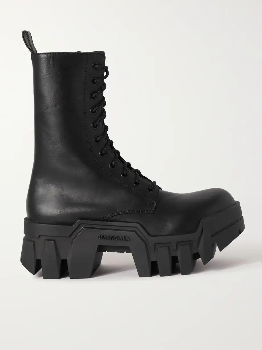 Bulldozer leather platform ankle boots