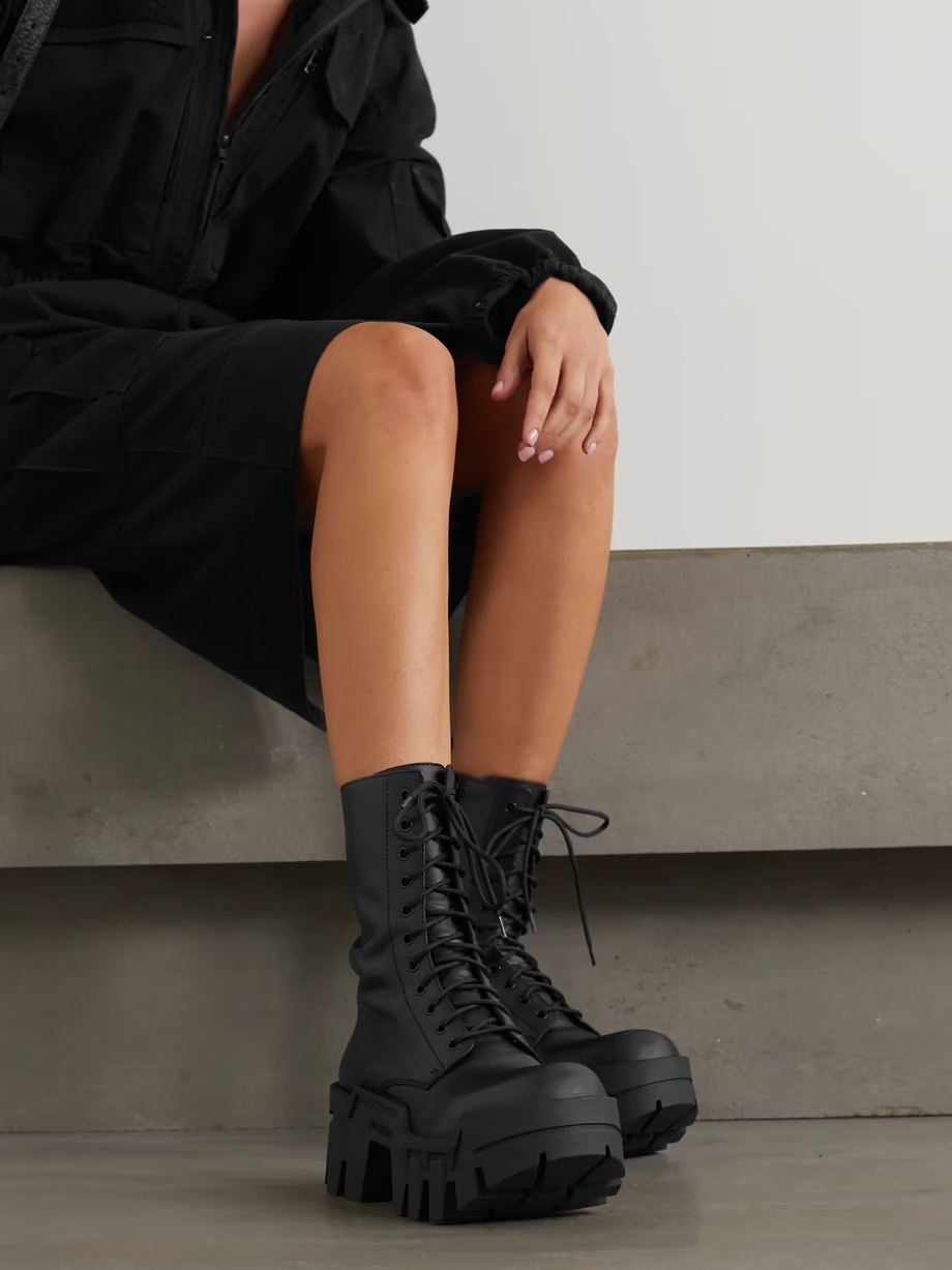 Bulldozer leather platform ankle boots