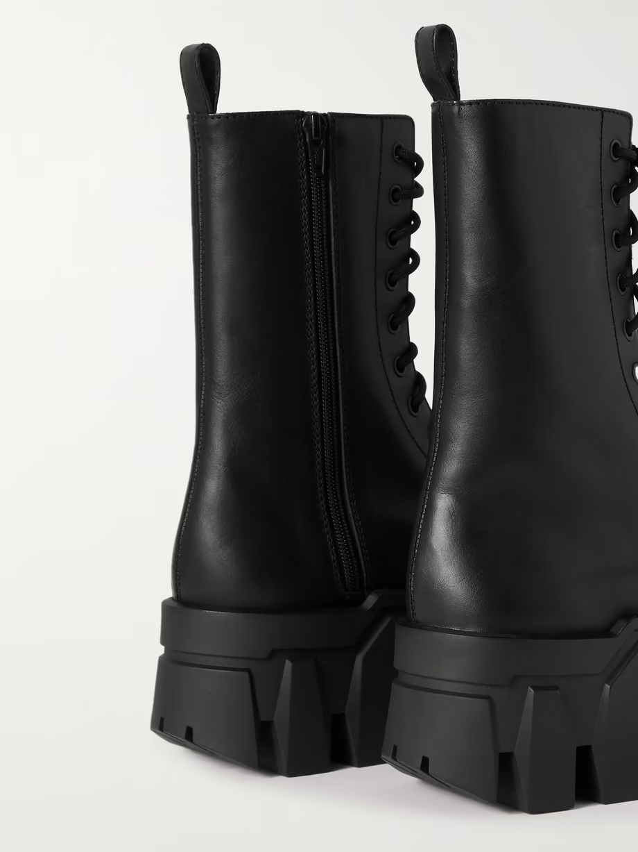 Bulldozer leather platform ankle boots