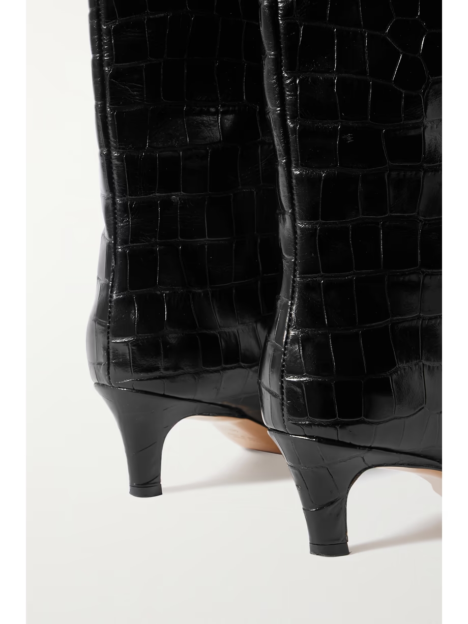 + NET SUSTAIN croc-effect leather knee boots