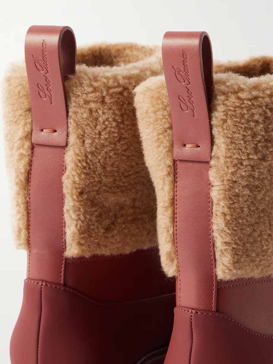 Regent cashmere and silk-blend fleece and leather ankle boots