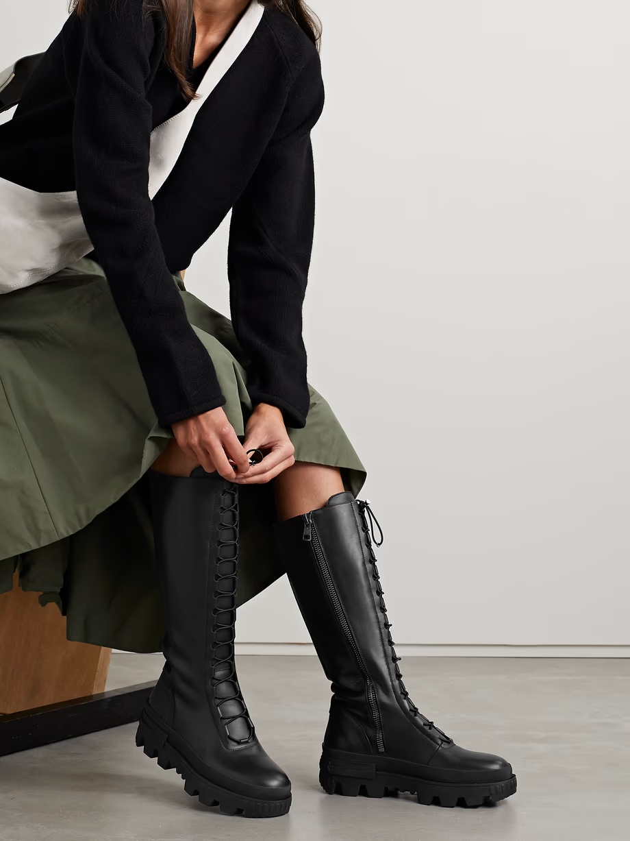 Vail leather lace-up knee boots