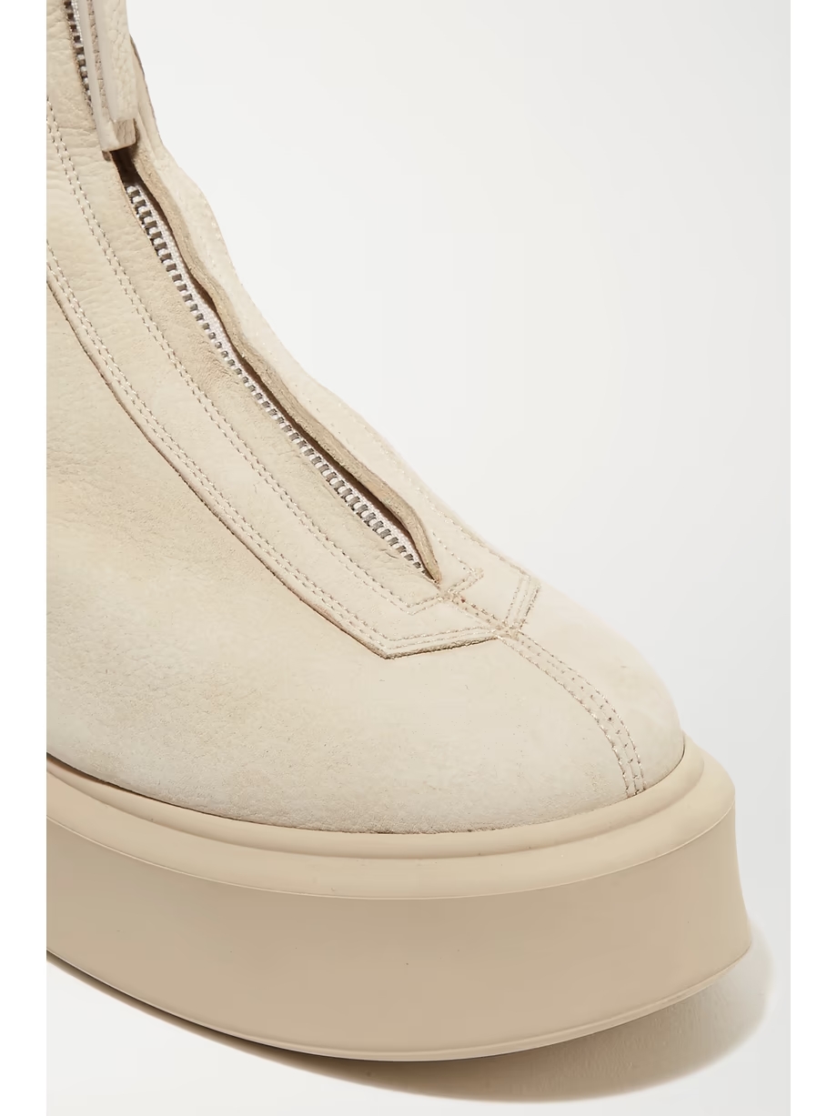 Textured-nubuck platform ankle boots