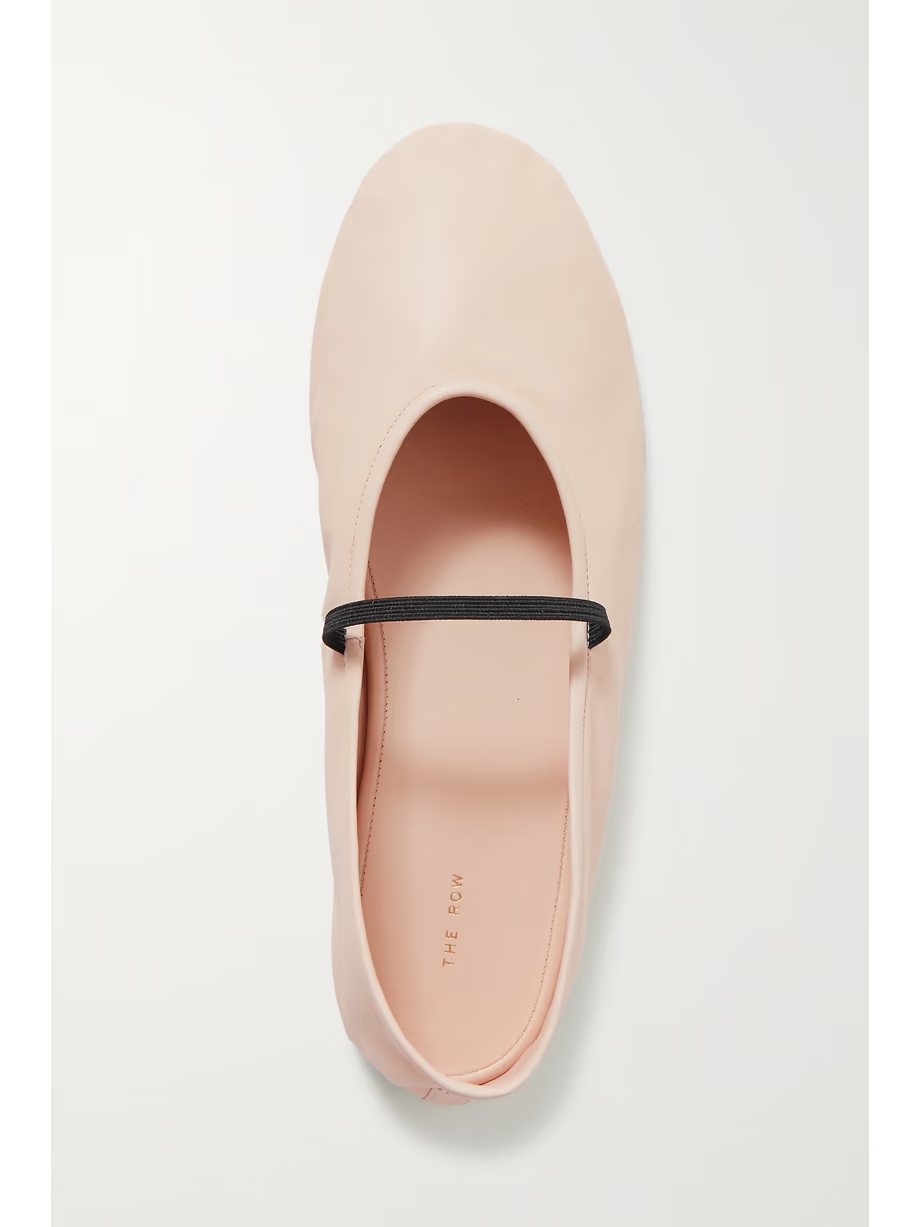 Elastic leather ballet flats