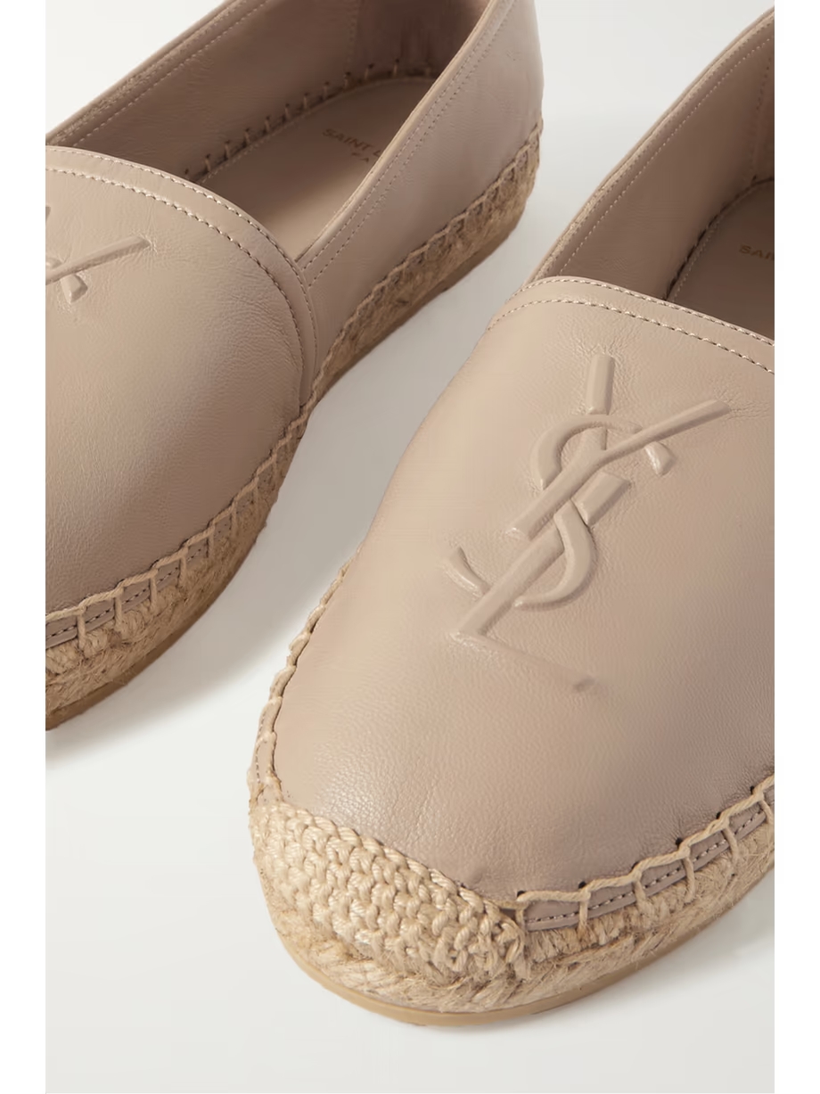 Logo-embossed leather espadrilles