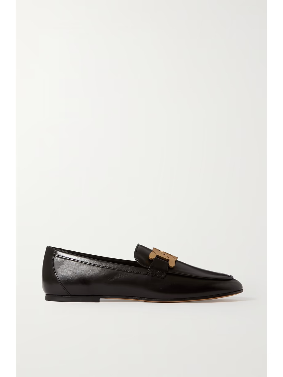 Embellished leather loafers