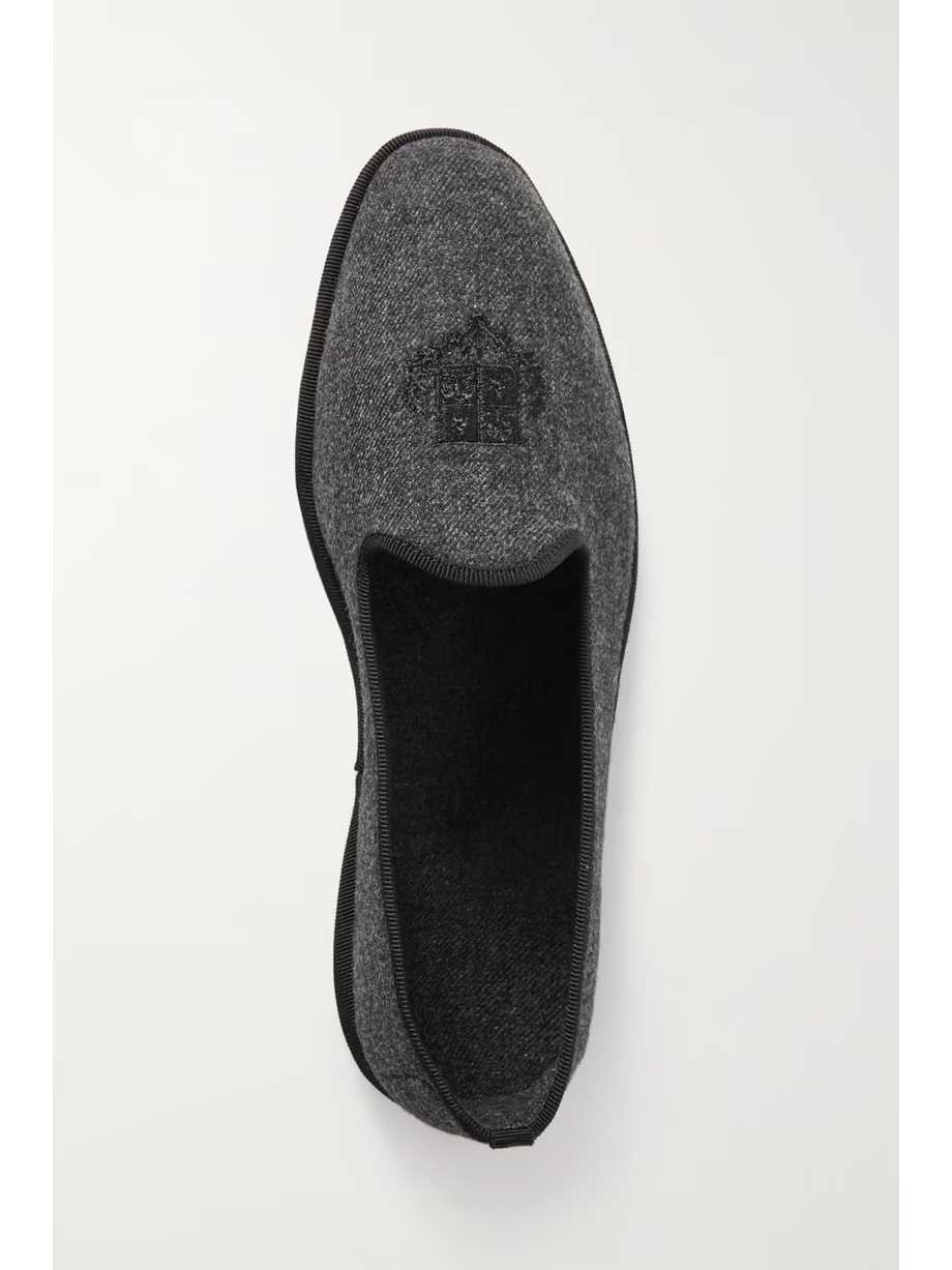 Venice embroidered cashmere-blend flannel slippers