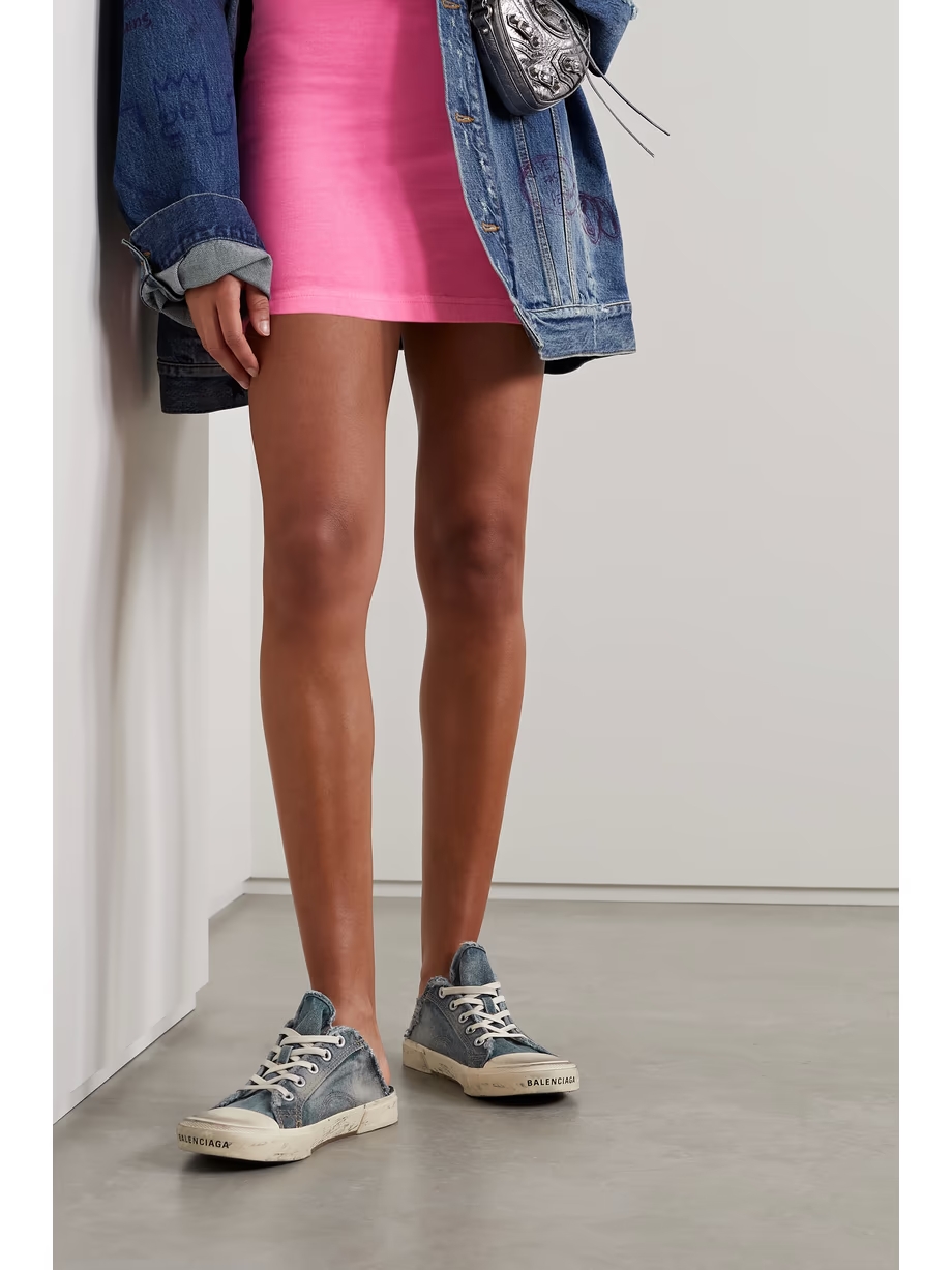 Paris distressed denim slip-on sneakers Paris distressed denim slip-on sneakers