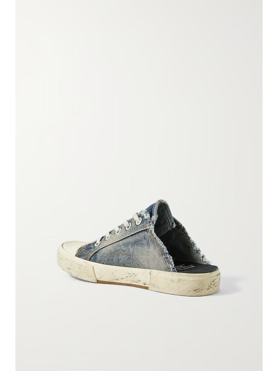 Paris distressed denim slip-on sneakers Paris distressed denim slip-on sneakers