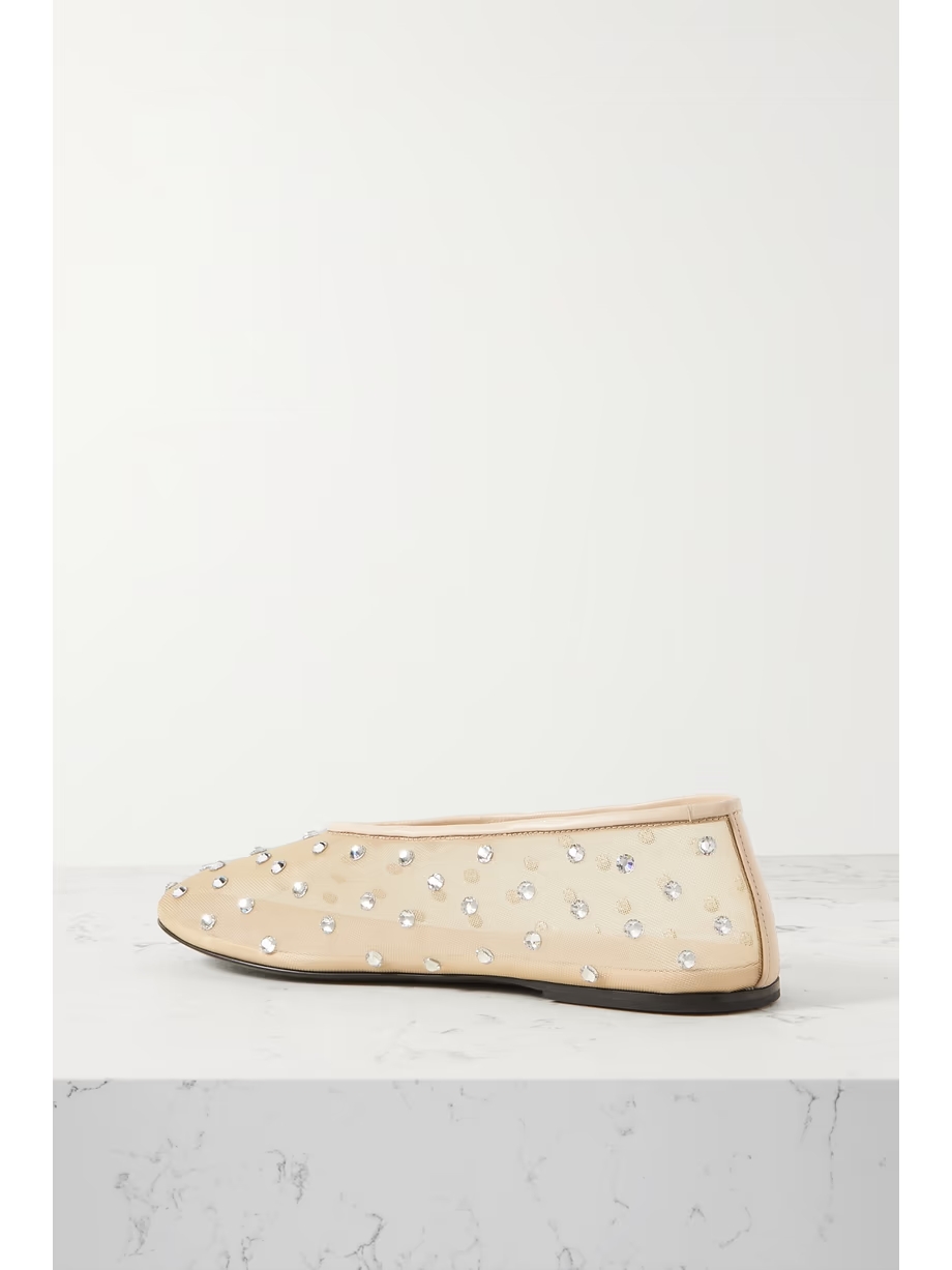 Marcy crystal-embellished mesh ballet flats