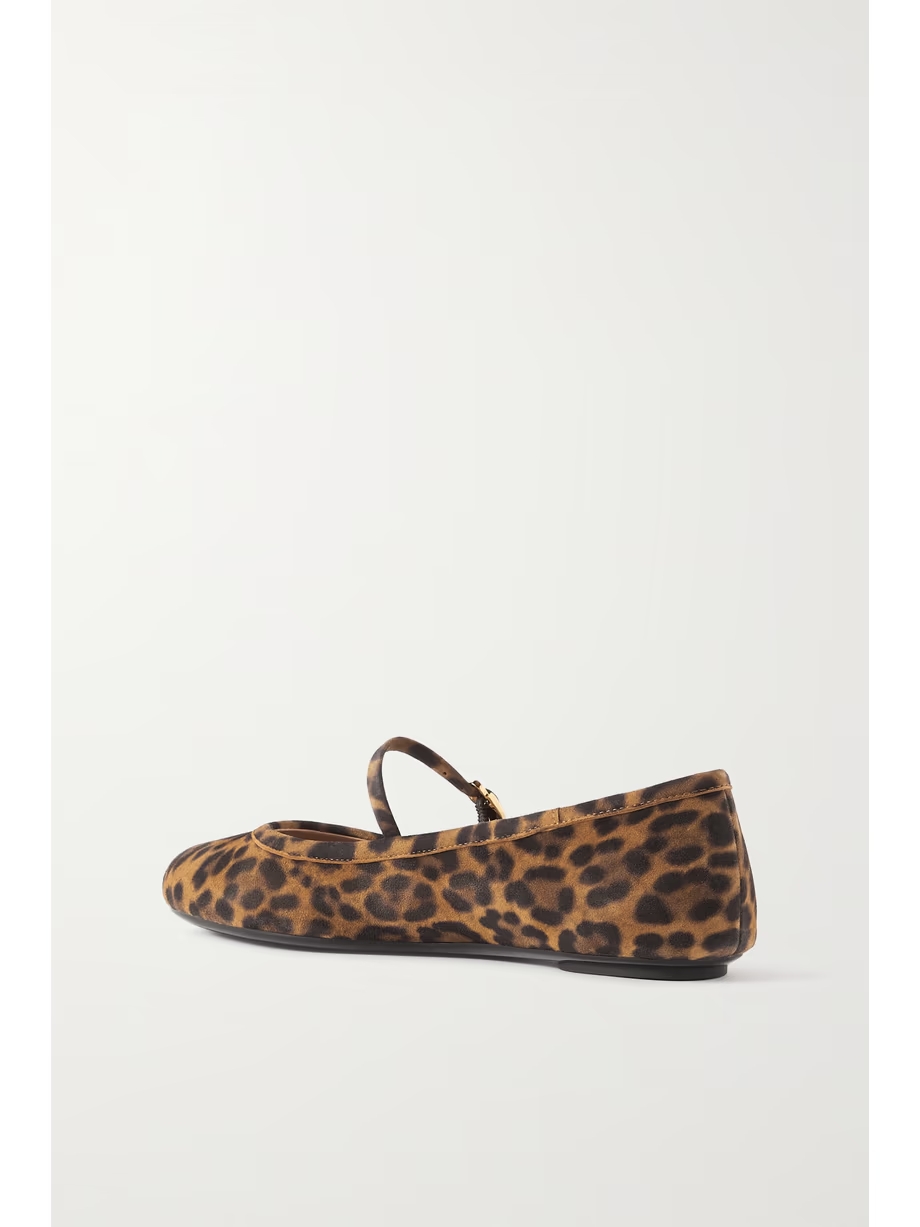 Carla leopard-print suede Mary Jane ballet flats