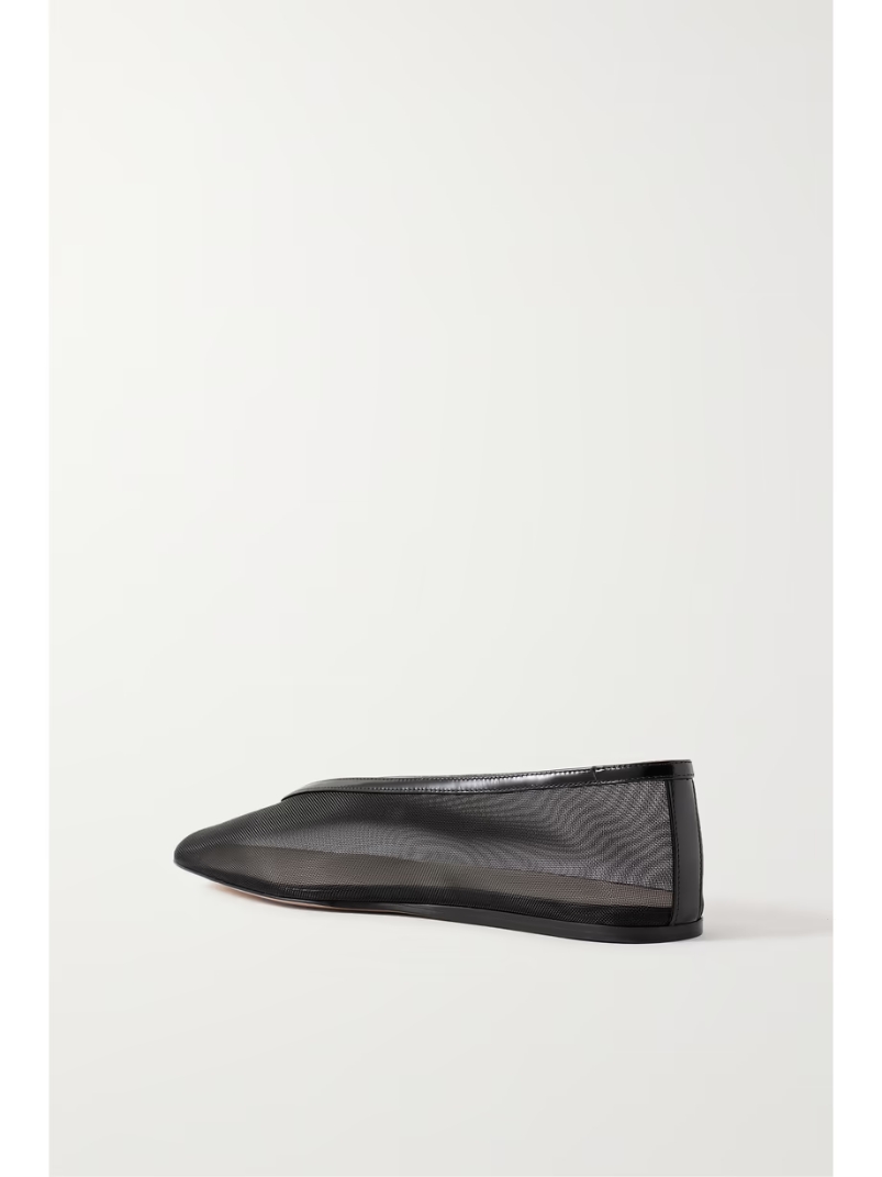 Luna leather-trimmed mesh ballet flats