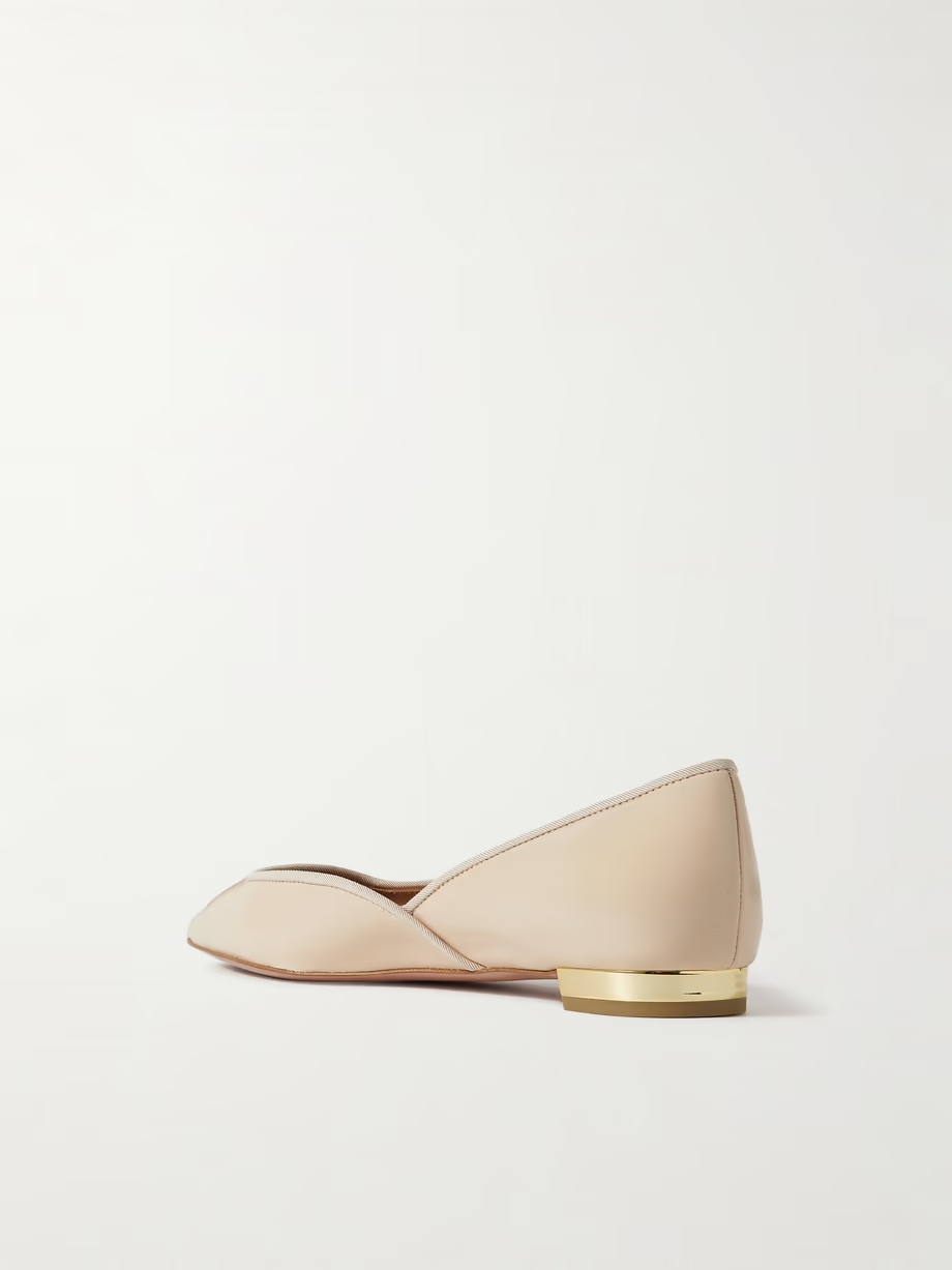 Maia grosgrain-trimmed glossed-leather ballet flats