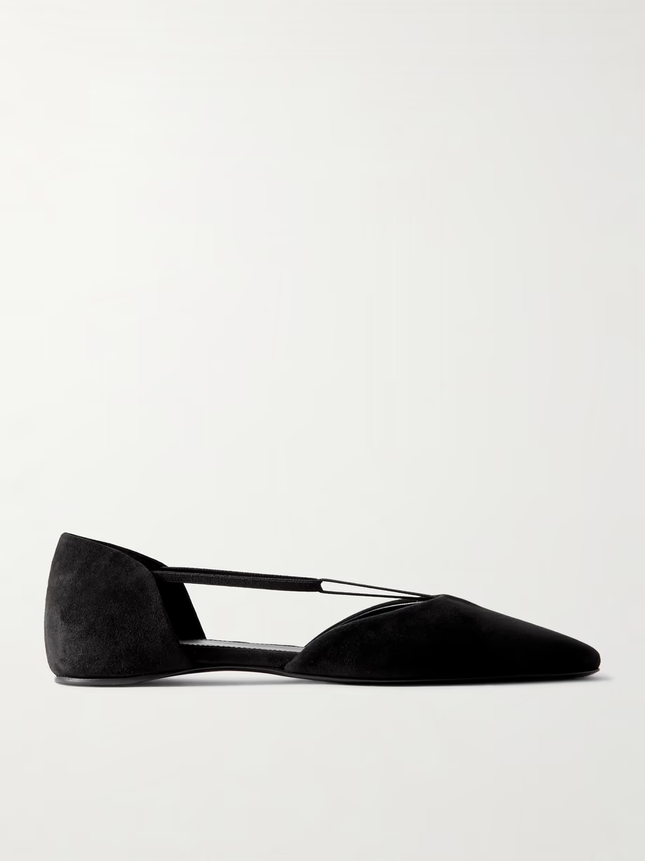 + NET SUSTAIN The T-strap suede point-toe flats