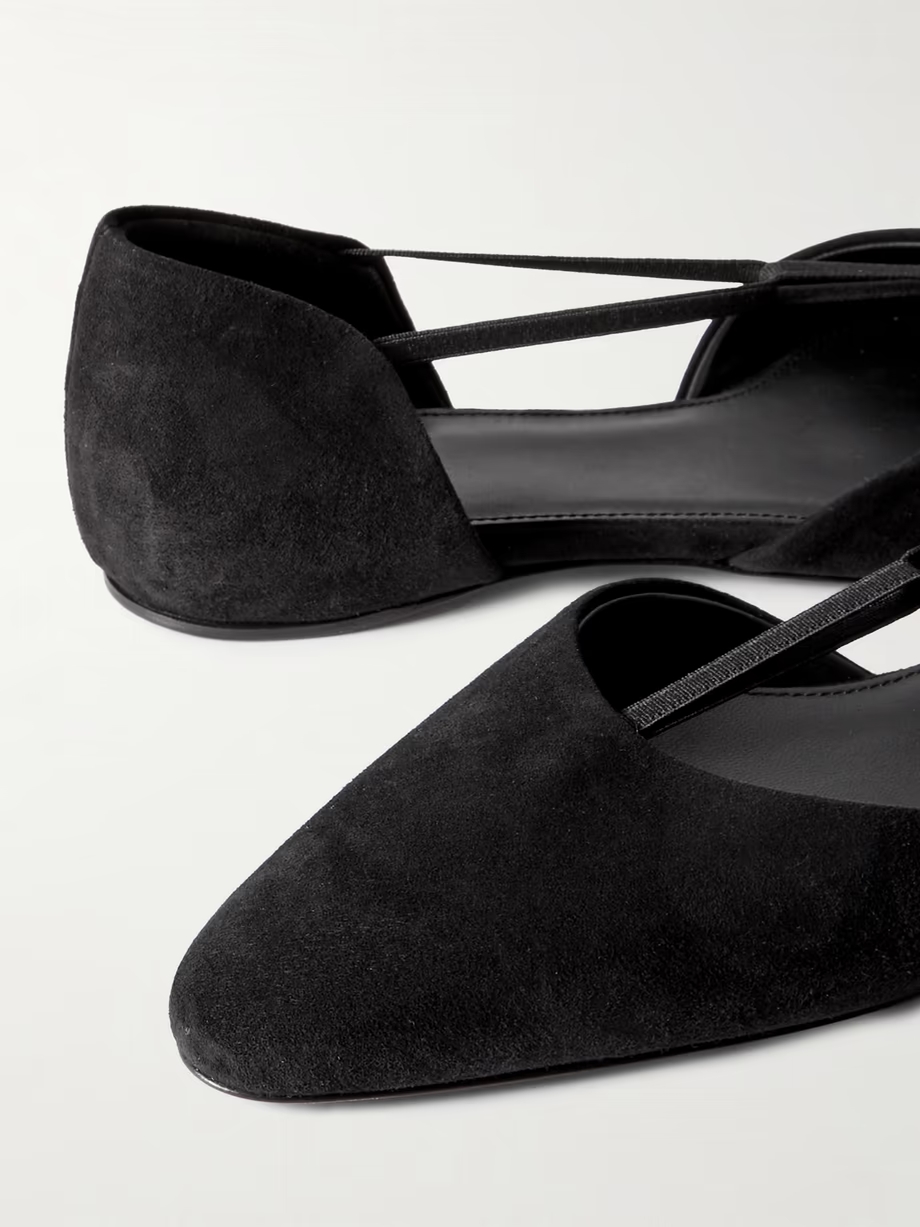 + NET SUSTAIN The T-strap suede point-toe flats