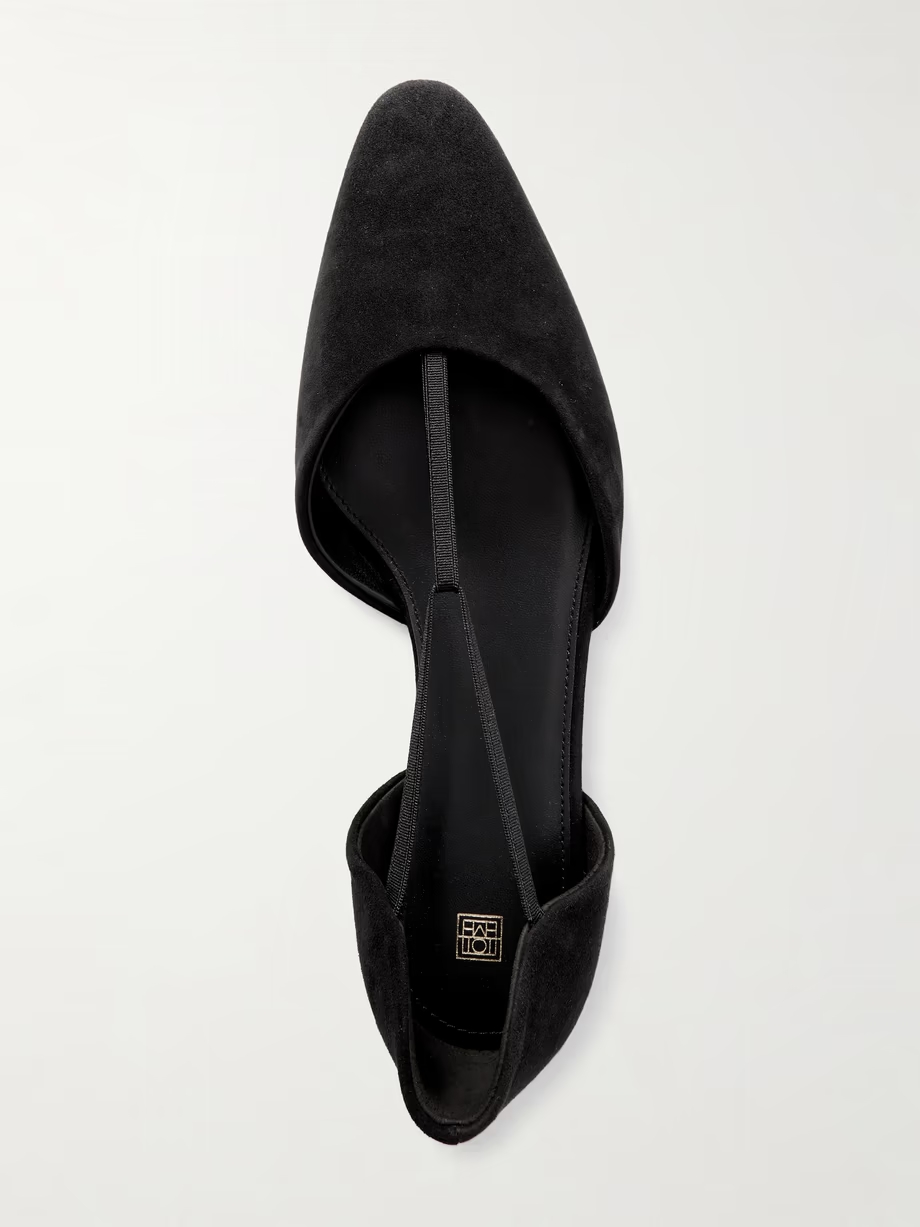 + NET SUSTAIN The T-strap suede point-toe flats