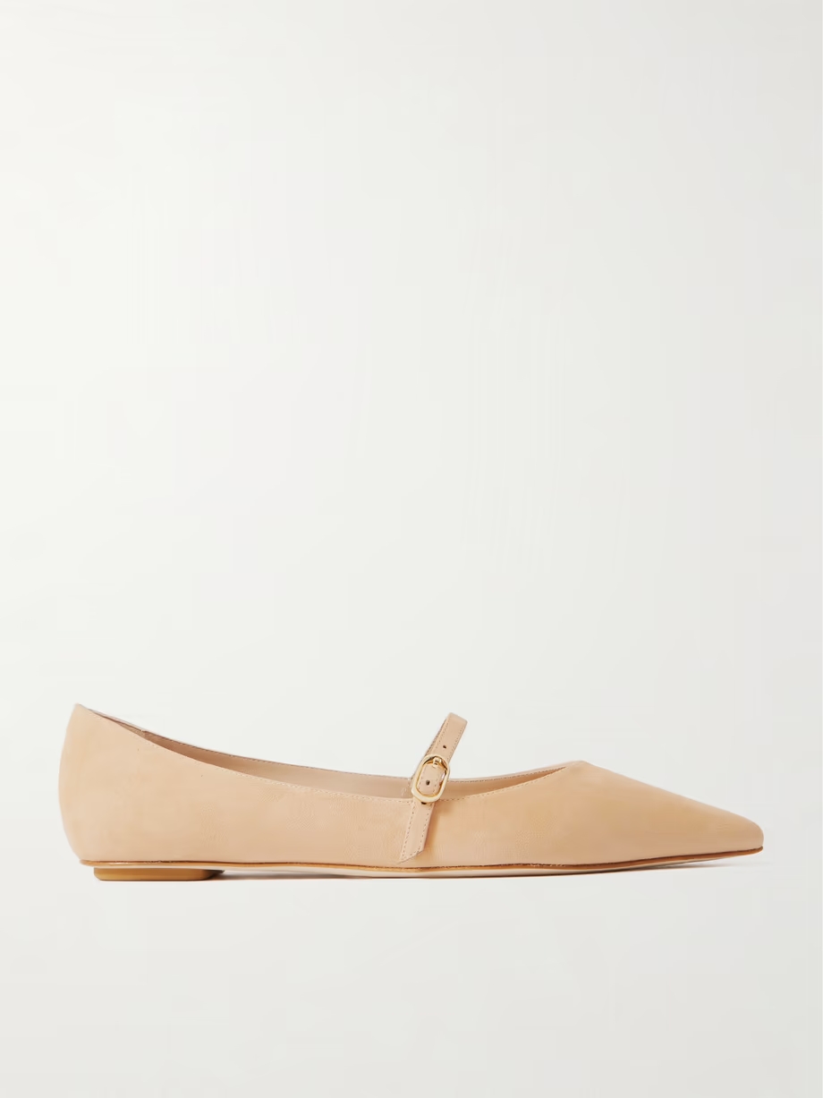 Emilia suede Mary Jane point-toe flats