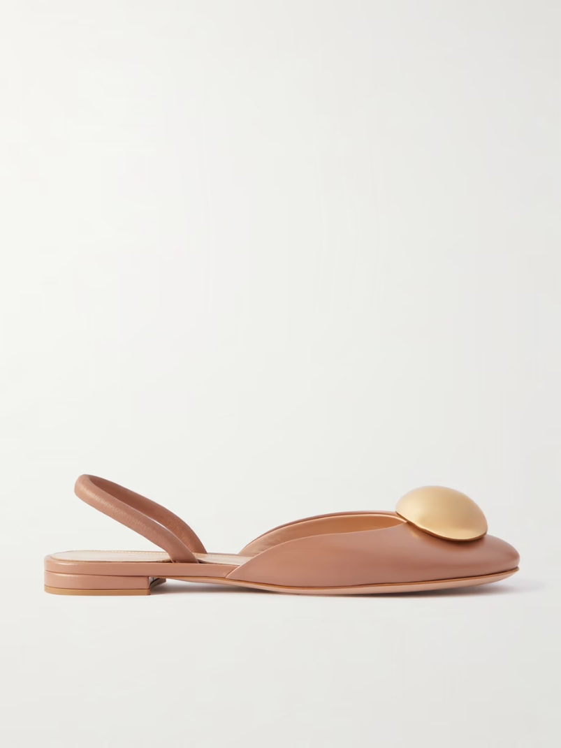 Sphera embellished leather slingback flats Sphera embellished leather slingback flats