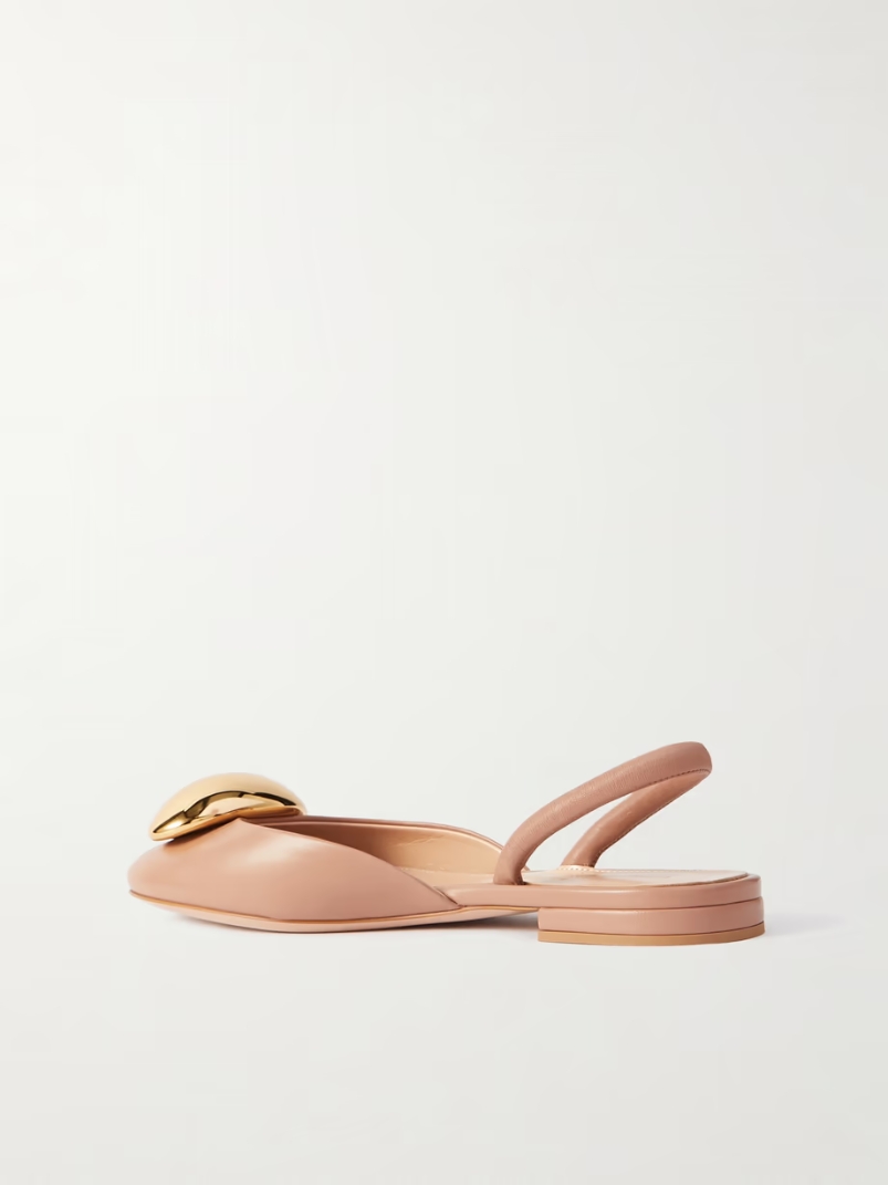 Sphera embellished leather slingback flats Sphera embellished leather slingback flats