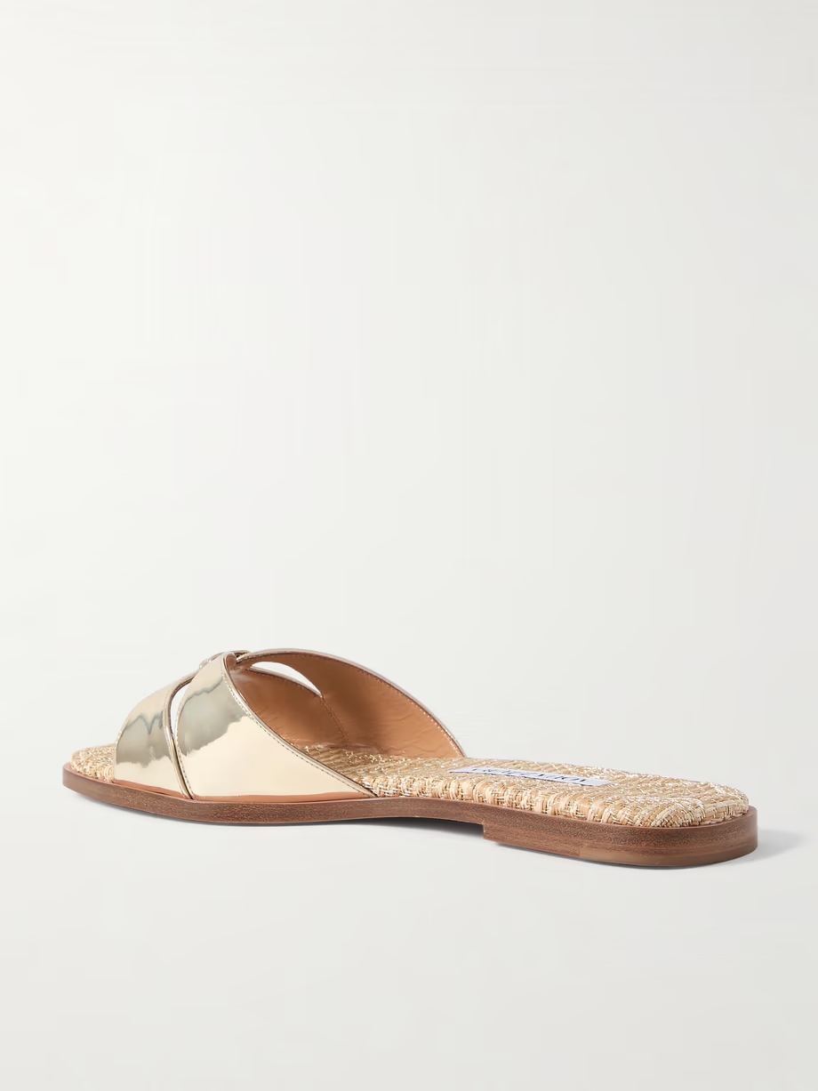 Villette metallic leather and raffia sandals