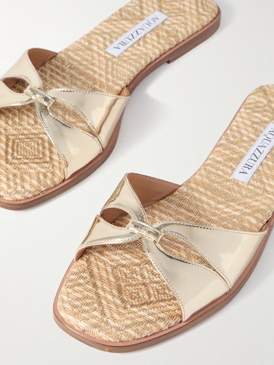 Villette metallic leather and raffia sandals