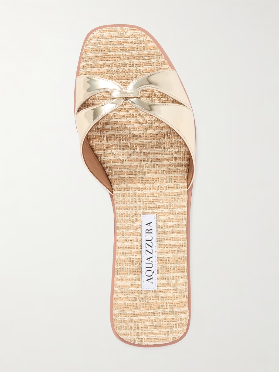 Villette metallic leather and raffia sandals