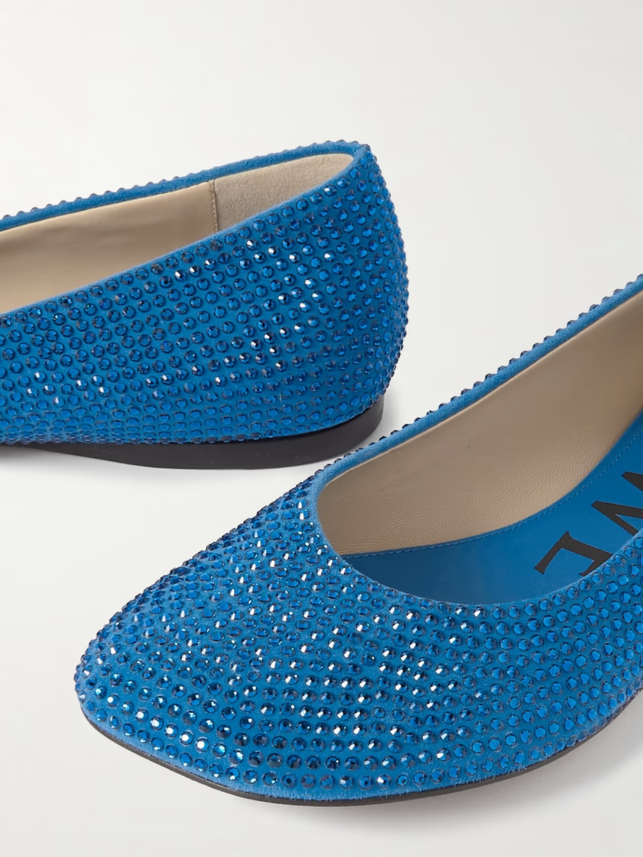 Toy crystal-embellished suede ballet flats