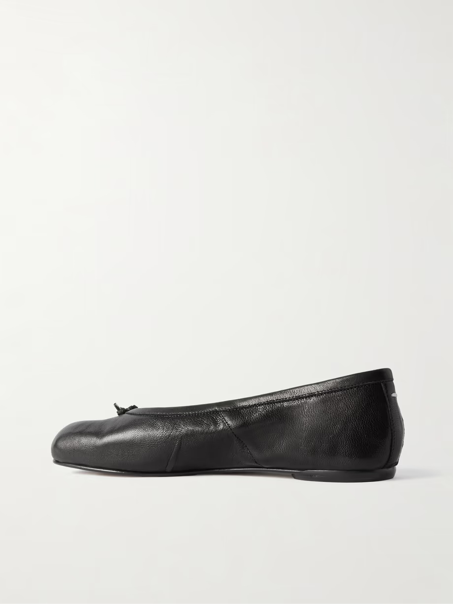 Tabi split-toe textured leather ballet flats