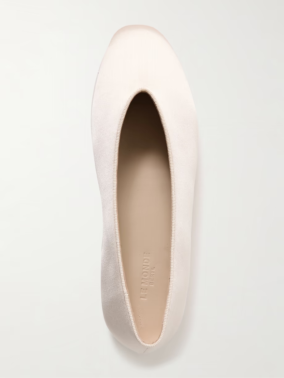 Regency grosgrain-trimmed satin ballet flats