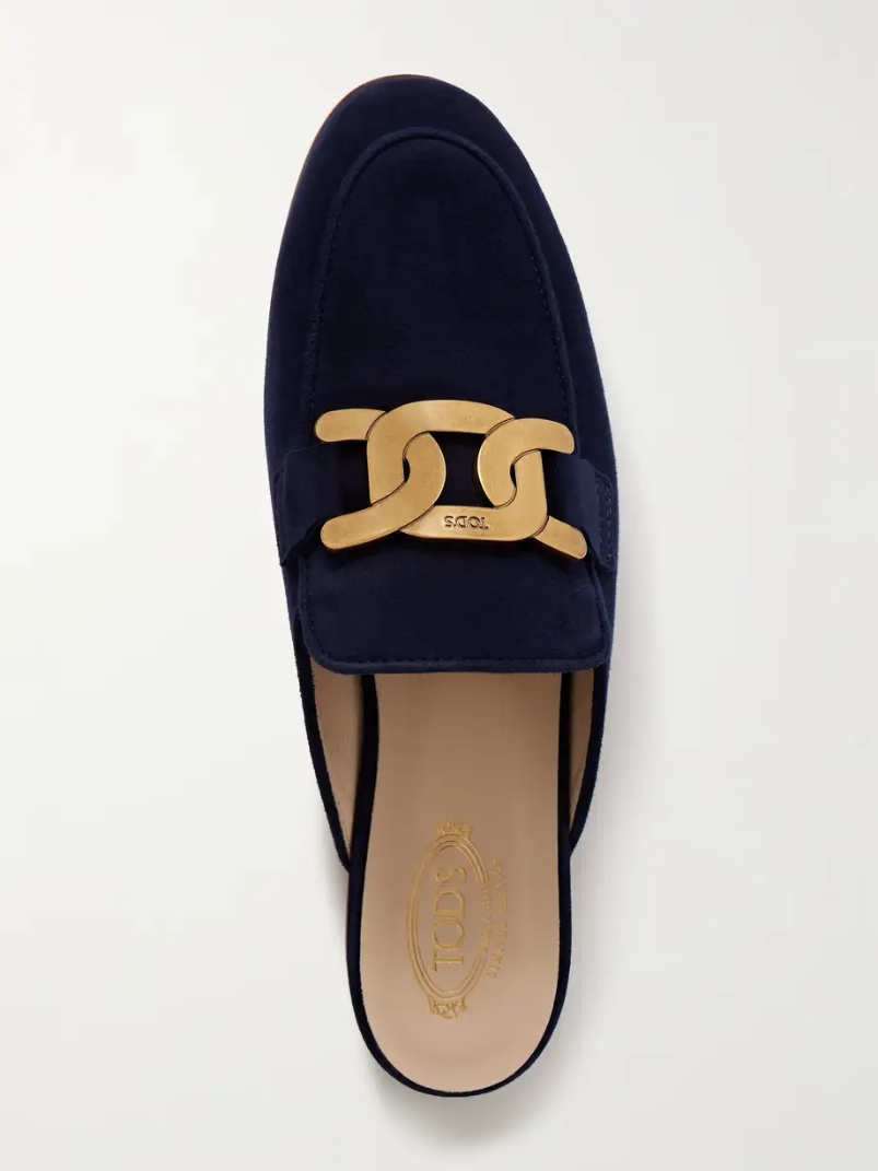 Embellished suede slippers Embellished suede slippers