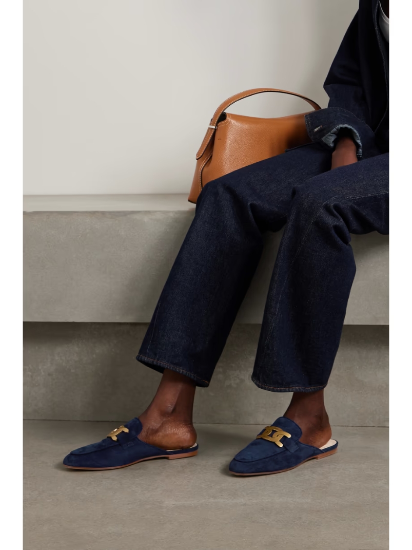 Embellished suede slippers Embellished suede slippers