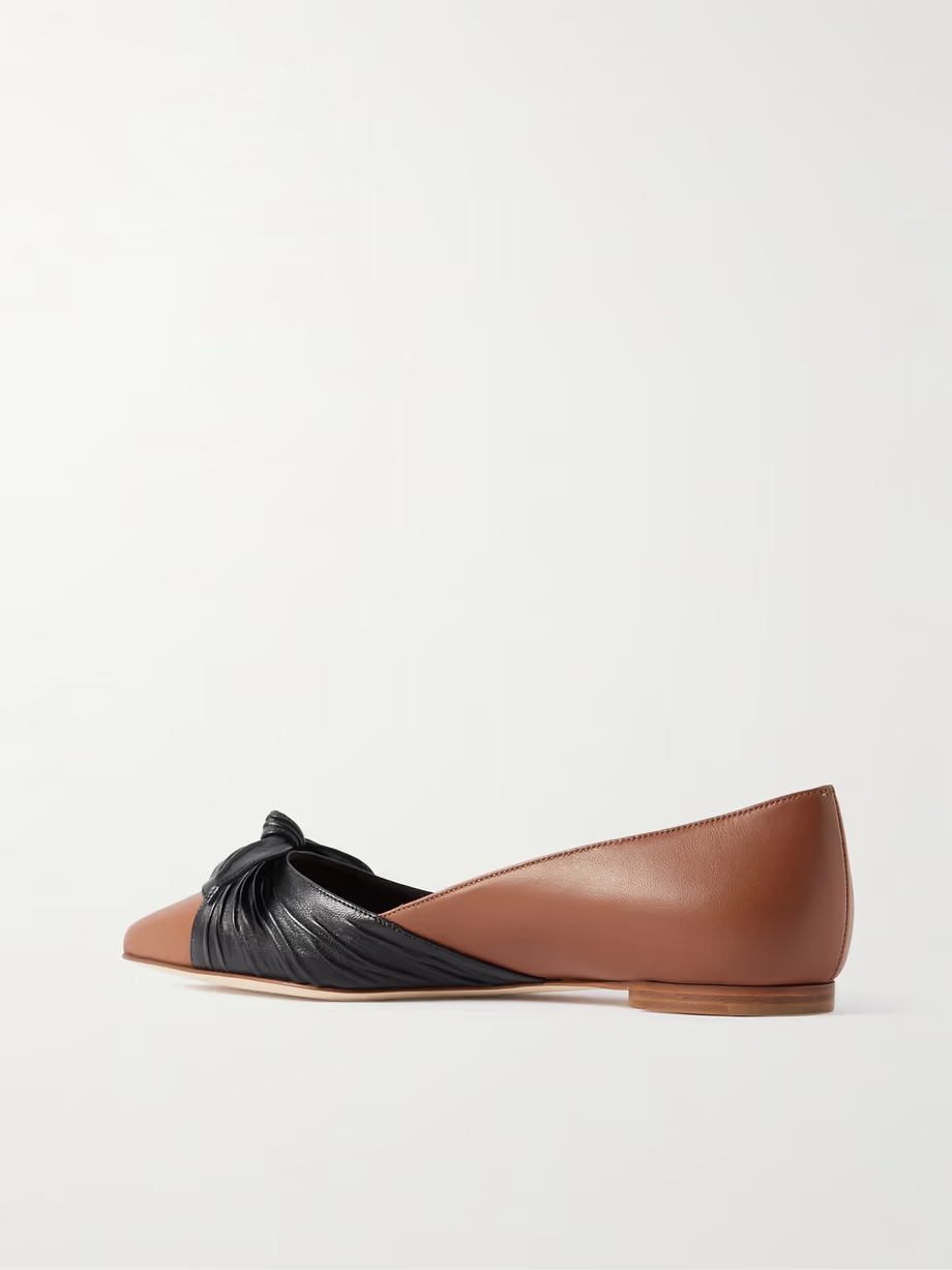 Terkaflat bow-embellished two-tone leather point-toe flats