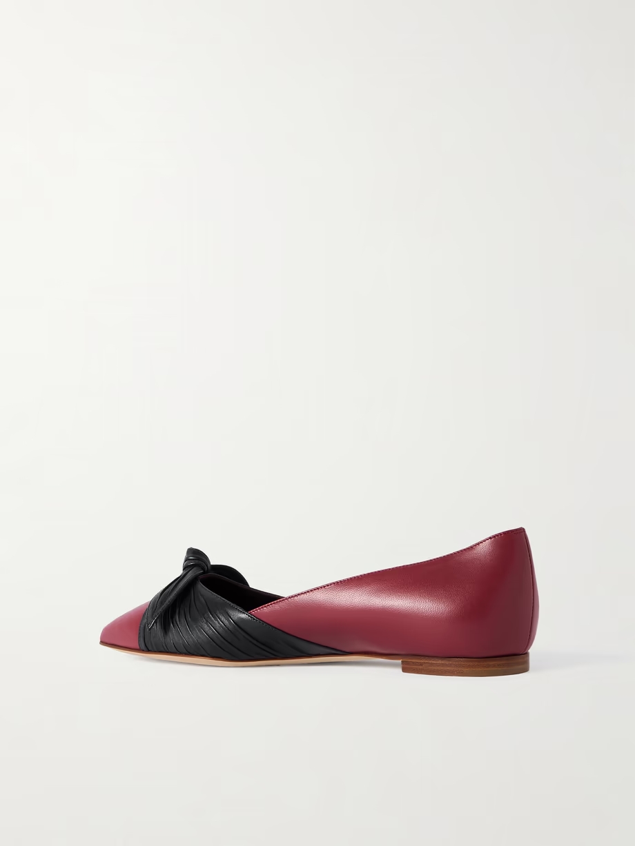 Terkaflat bow-embellished two-tone leather point-toe flats Terkaflat bow-embellished two-tone leather point-toe flats