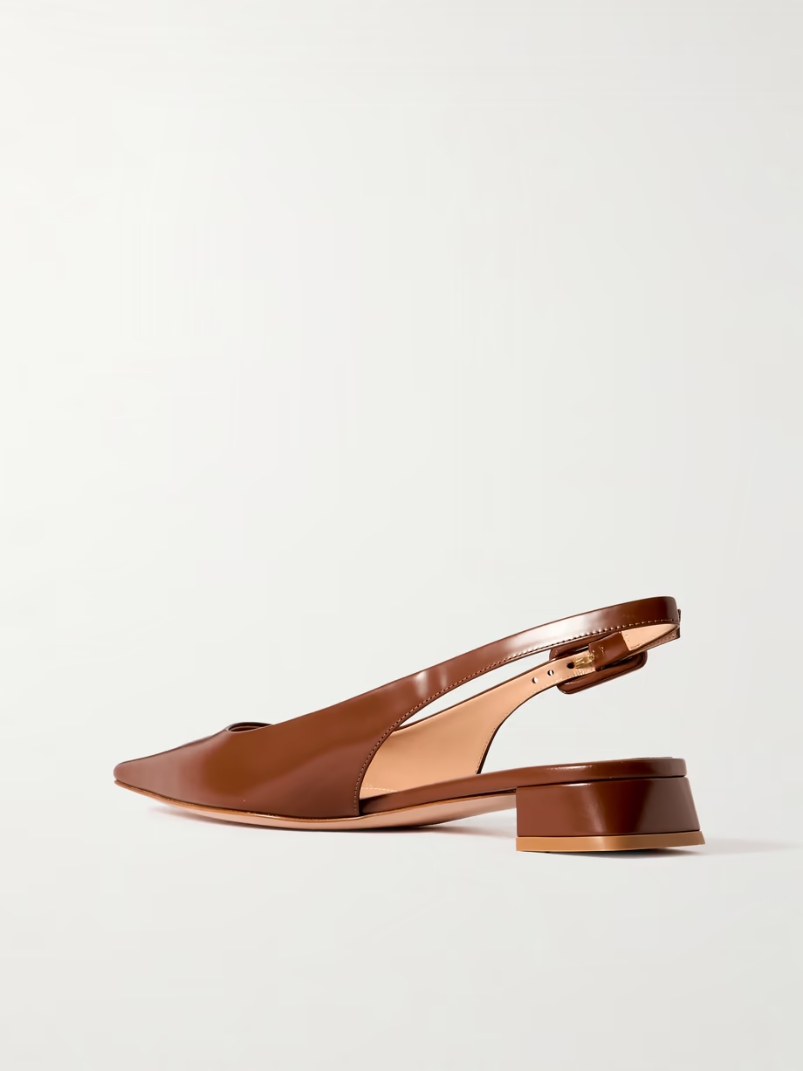 Tokio 20 glossed-leather slingback flats