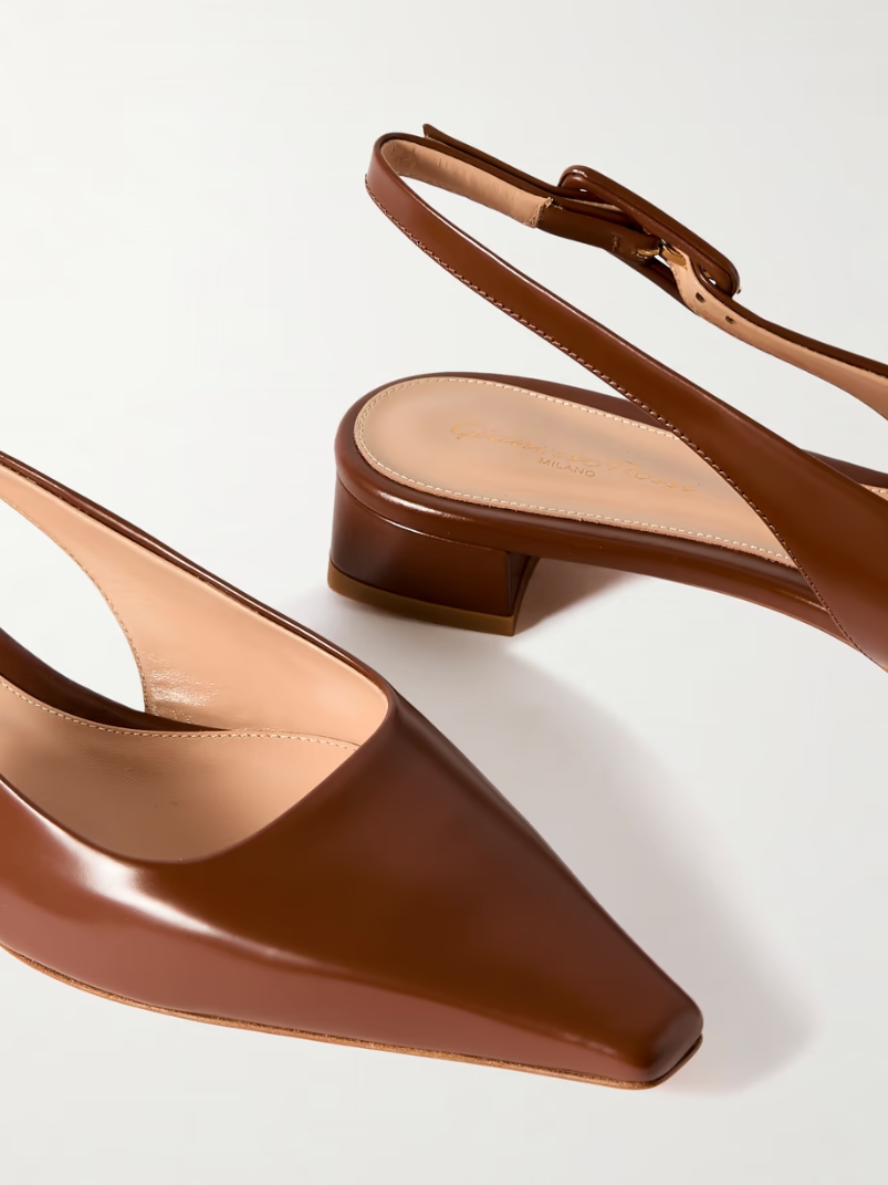 Tokio 20 glossed-leather slingback flats