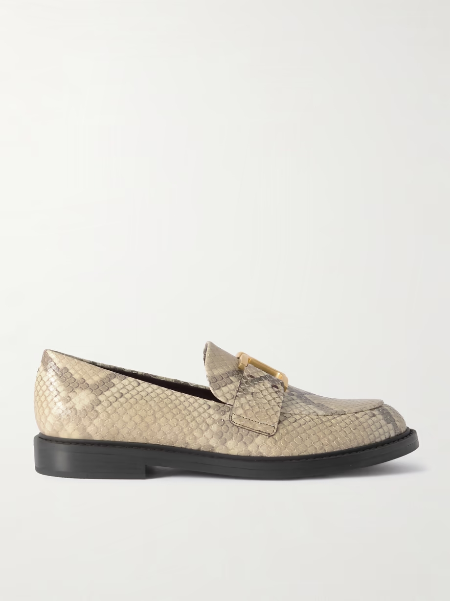 Marcie buckled snake-effect leather loafers Marcie buckled snake-effect leather loafers