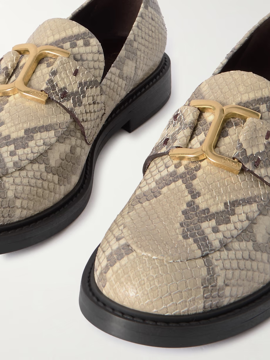 Marcie buckled snake-effect leather loafers Marcie buckled snake-effect leather loafers